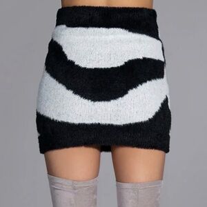 AKIRA Easy Does It Knit Fuzzy Faux Fur Mini Skirt